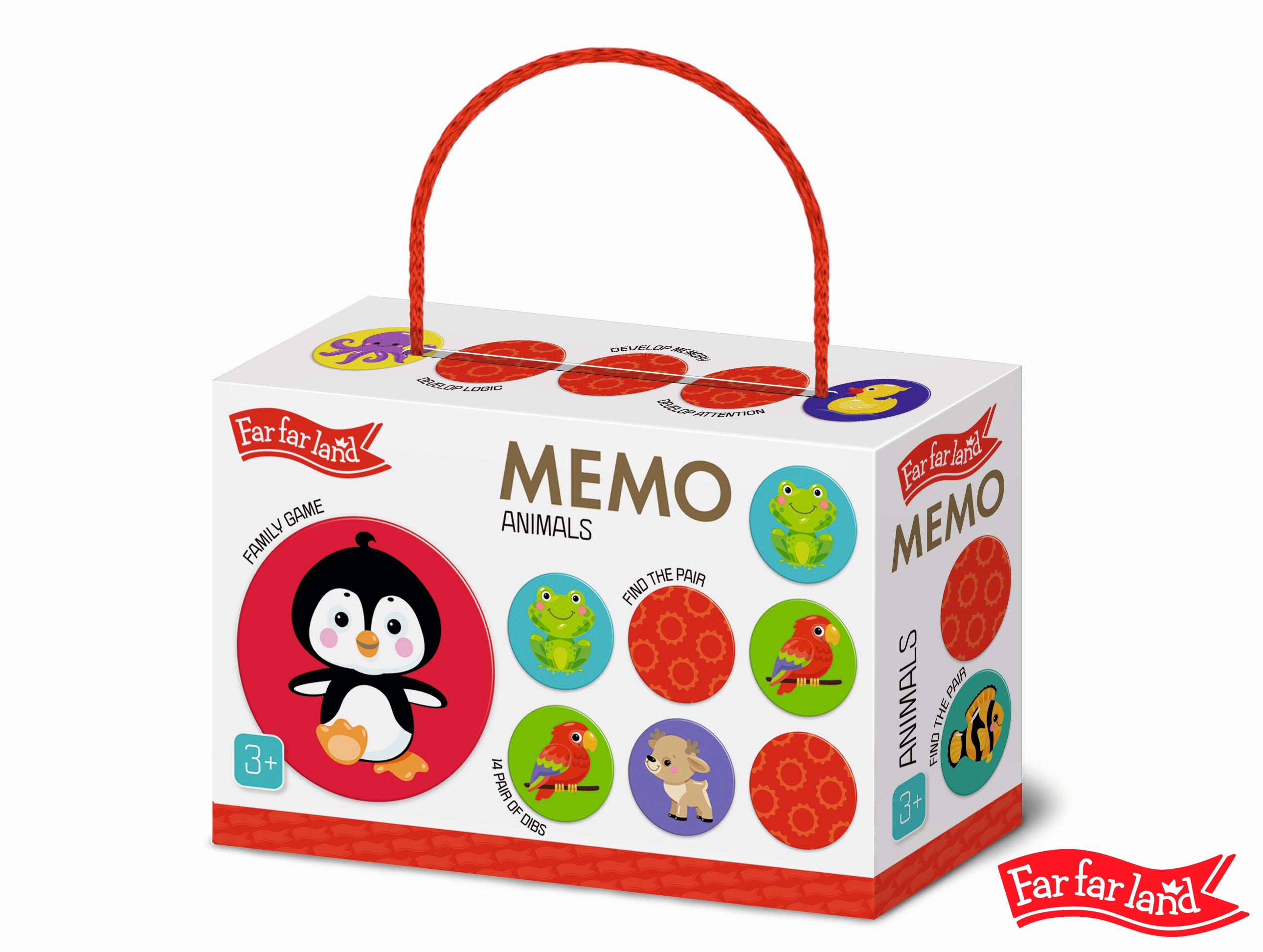 Far Far Land Jogo da Memória Redondo Animais