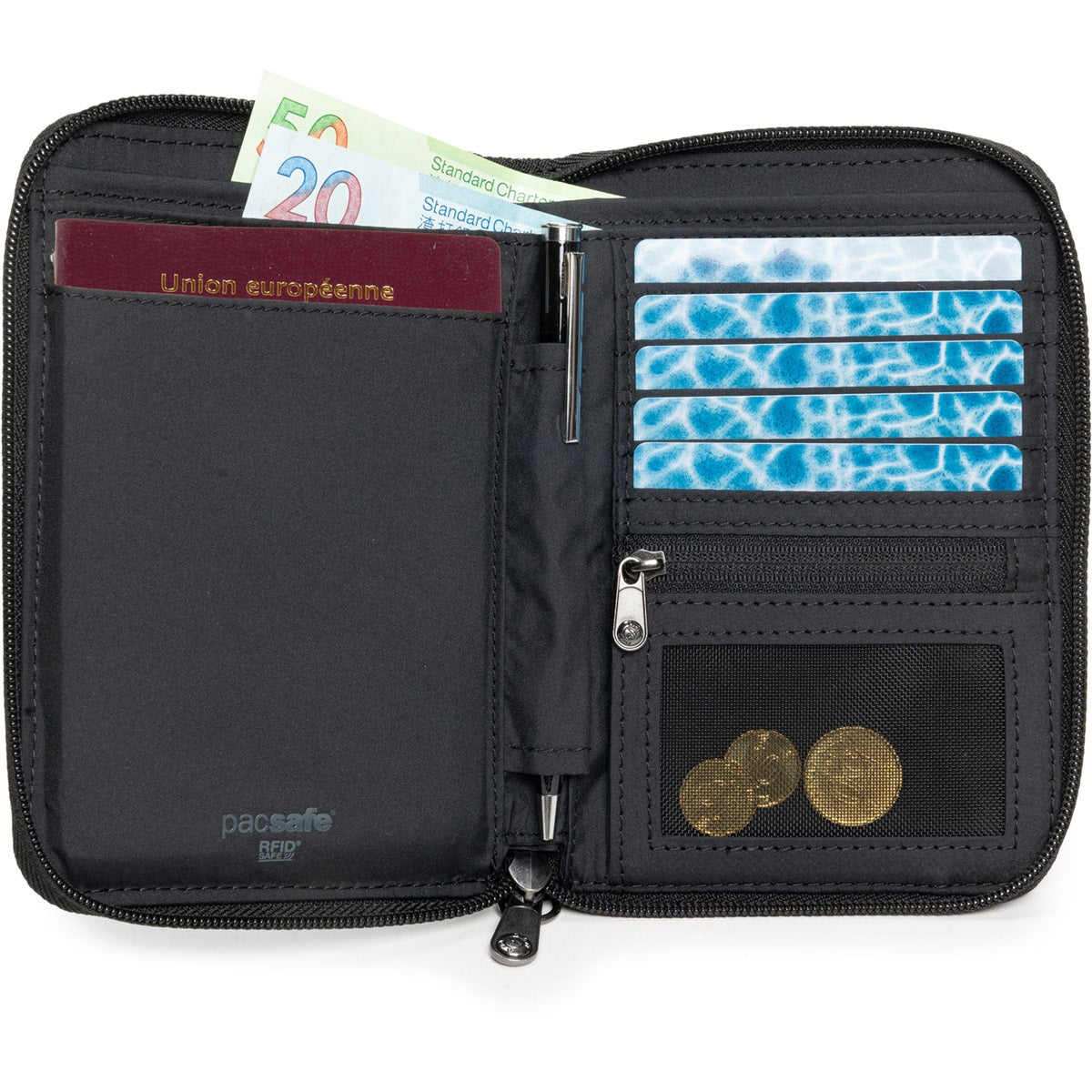 Pacsafe Rfidsafe Compact Travel Organizer Slate