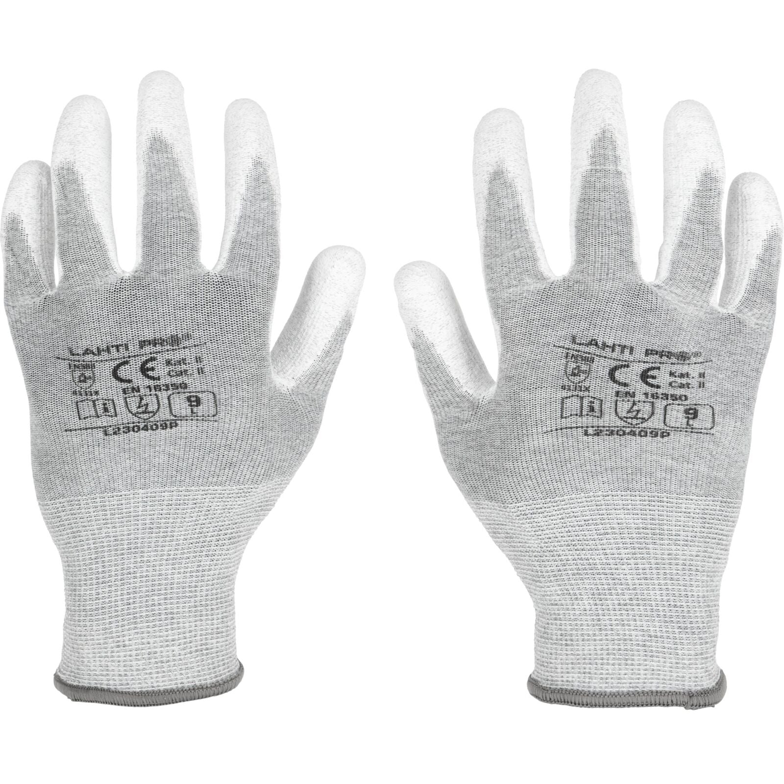 Gloves Pu Antistat. White L230410p Card 10  Ce Lahti