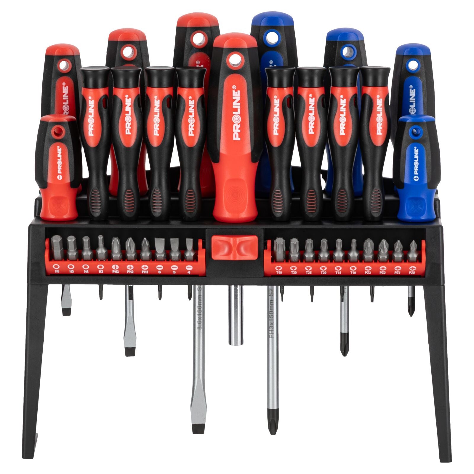 Set cacciaviti 37 pezzi Acciaio S2 Hrc 59±2 Punta magnetica Impugnatura ergonomica soft-touch Supporto Proline