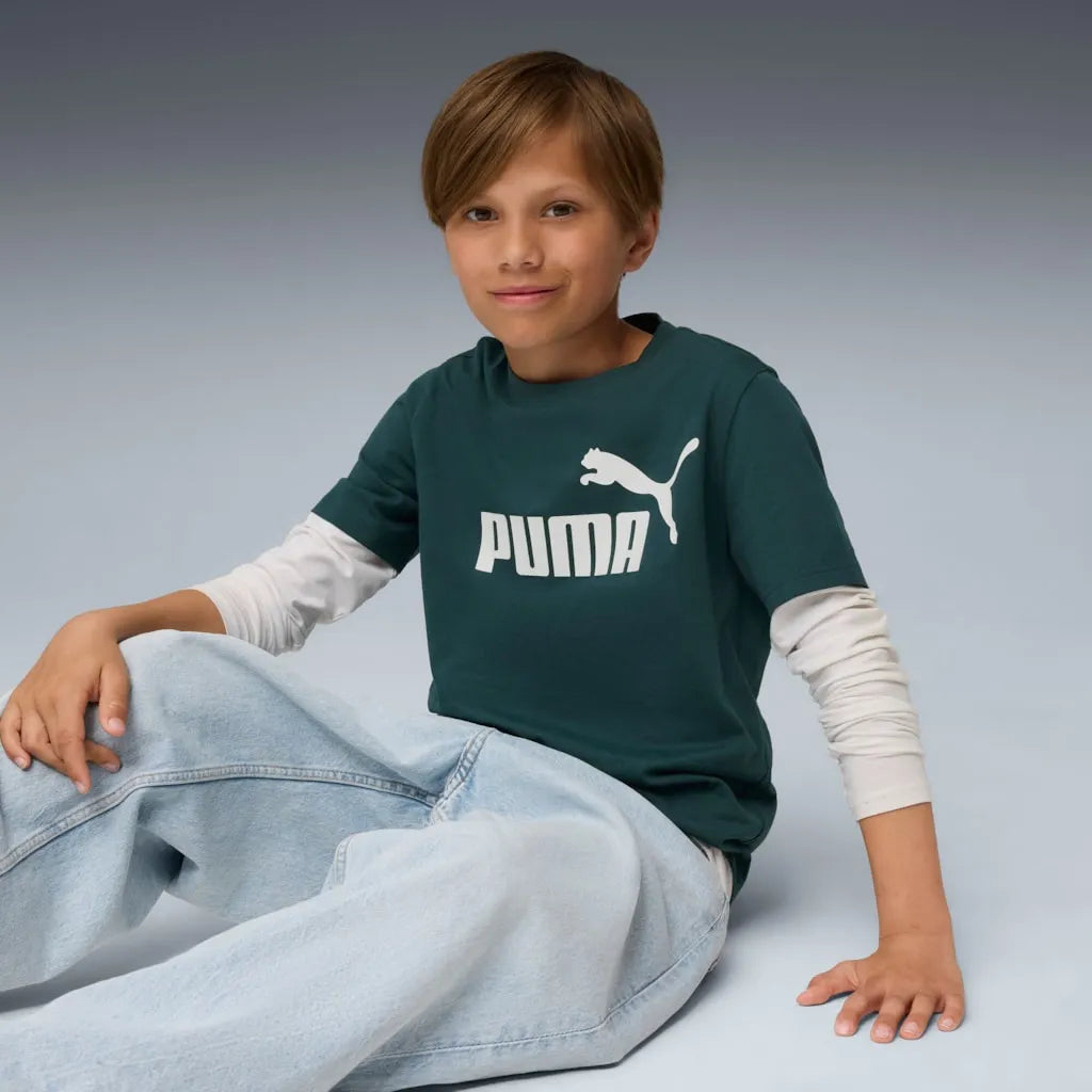Camiseta infantil puma ess no. 1 camiseta com logo b verde 128