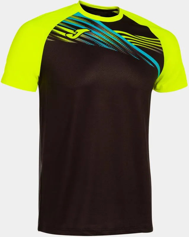 Camiseta esportiva masculina joma elite x preto-fluor amarelo m