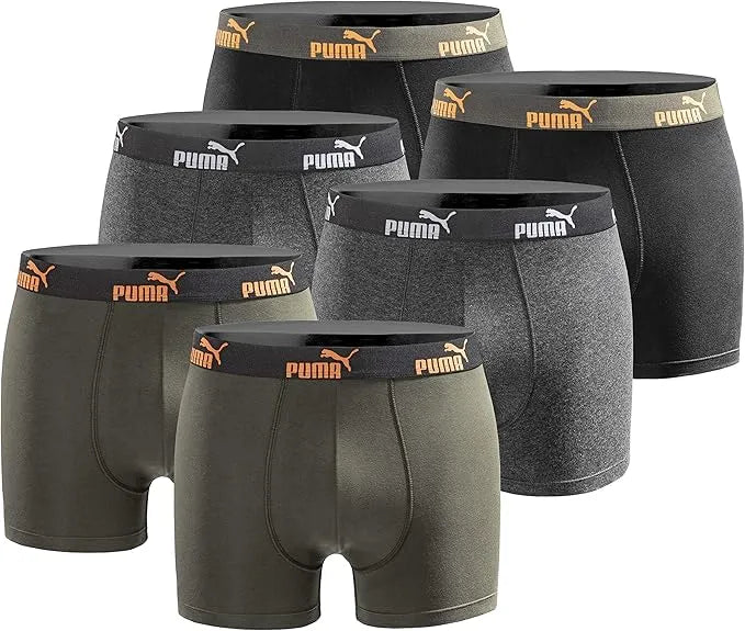 Boxers púma mens boxershorts 6-pacáiste meascán dubh oráiste l