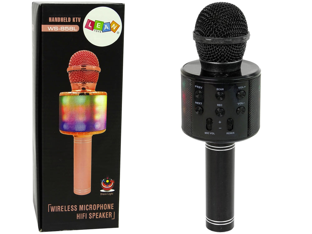 Wireless Microphone Usb Speaker Karaoke Recording Model Ws-858 Black