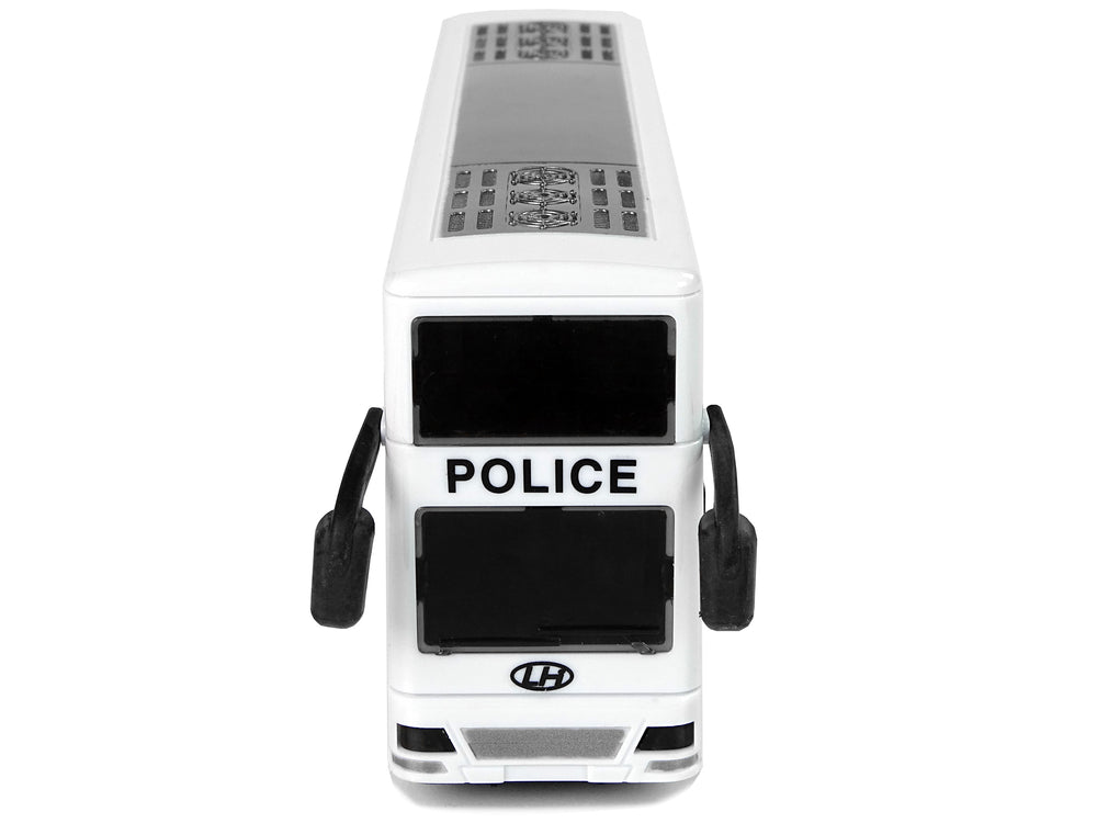 White Double-decker Police Bus With Pull Down Sound