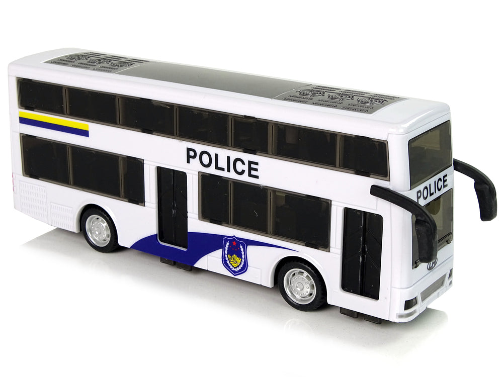 White Double-decker Police Bus With Pull Down Sound