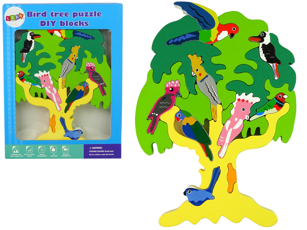 Wooden Tree Birds Parrots Diy Wooden Puzzle Blocks