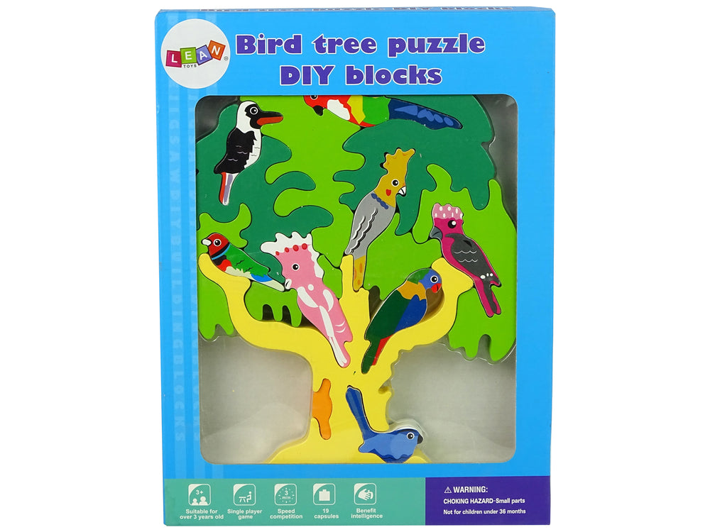 Wooden Tree Birds Parrots Diy Wooden Puzzle Blocks