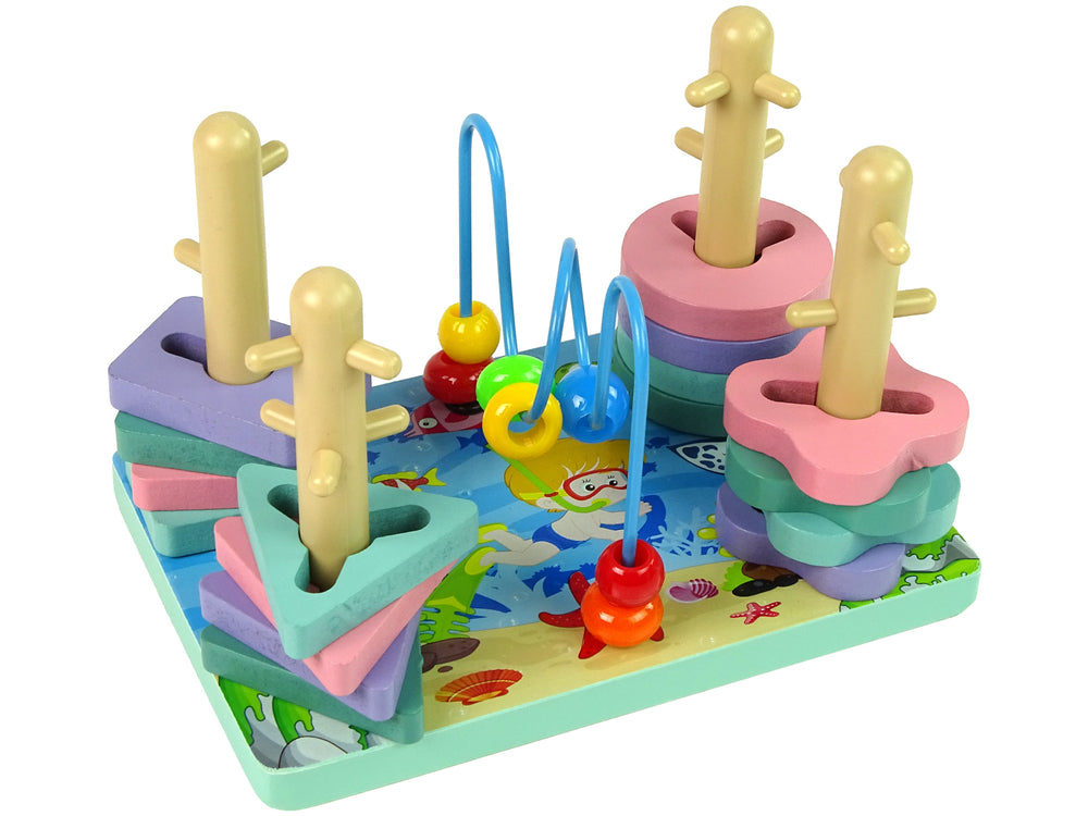 Wooden Bricks Sorter Sea World Educational Beads