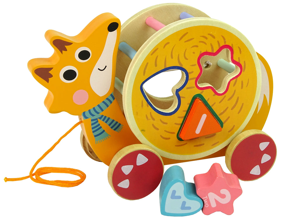 Fox To Pull On Wheels Wooden Blocks Sorter