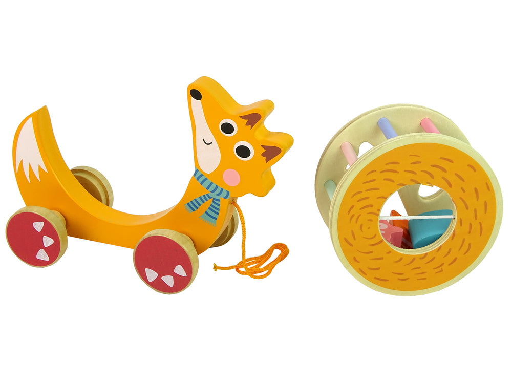 Fox To Pull On Wheels Wooden Blocks Sorter