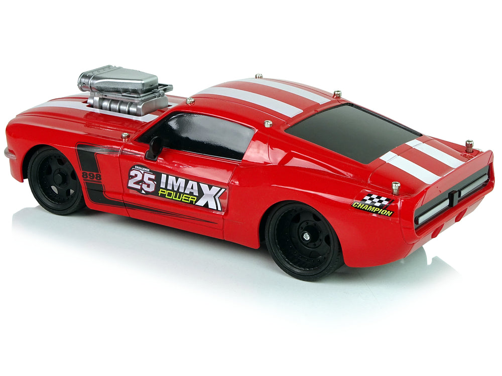 Coche Deportivo R/c 1:16 Piloto Rayas Rojas Blancas