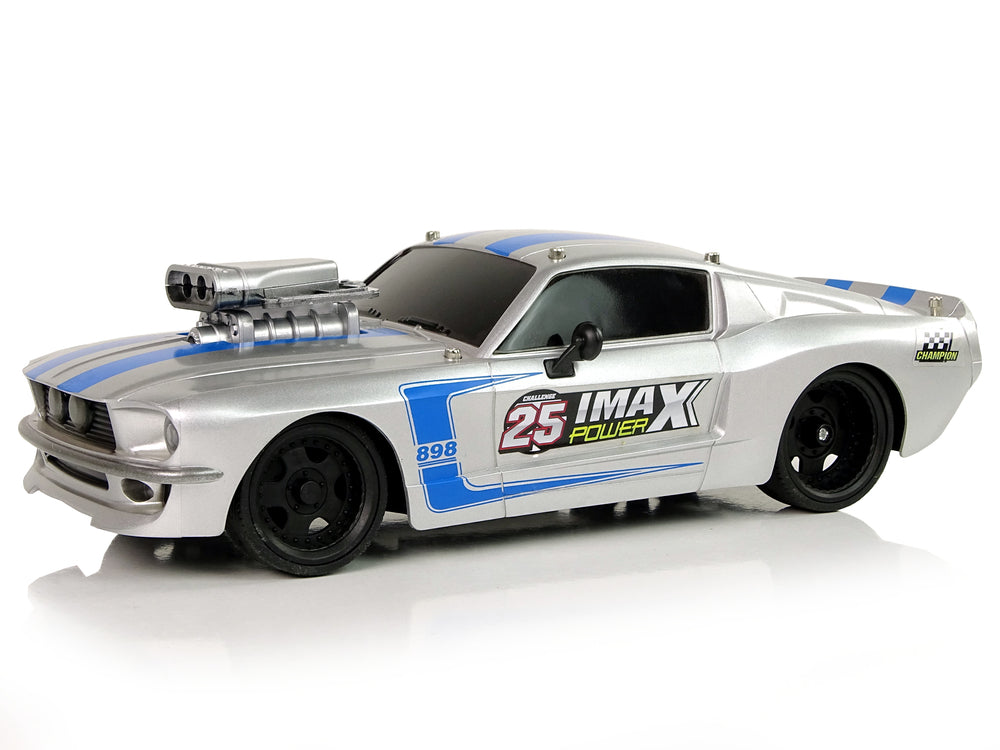 R/c Sports Car 1:16 Silver Blue Stripes Pilot