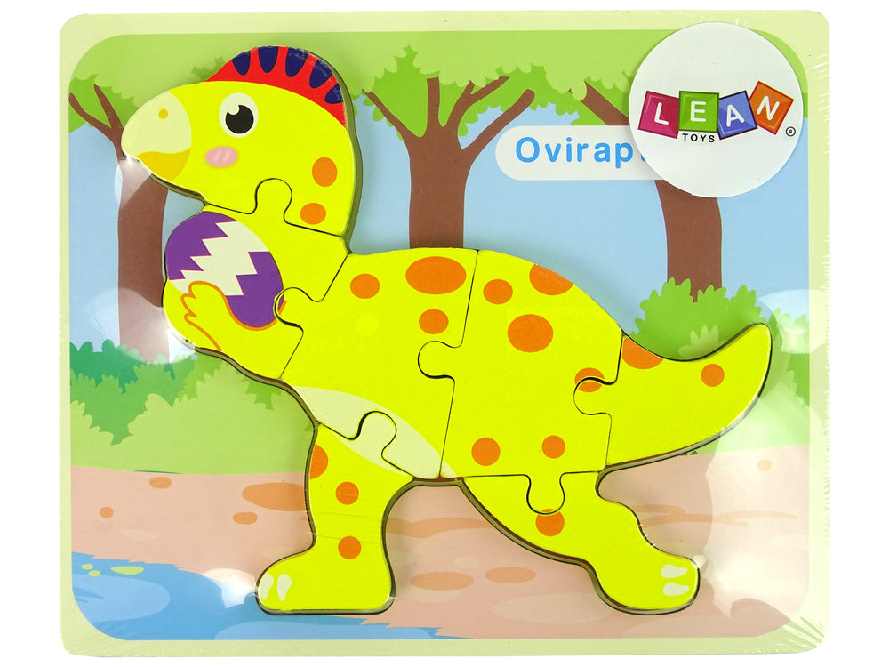 Wooden Puzzle Dinosaur Stegosaurus Yellow
