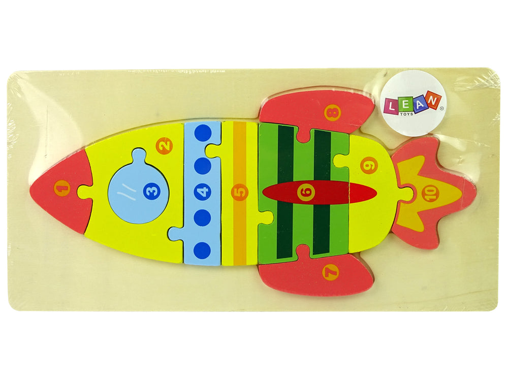 Sada dřevěných puzzle čísel raket