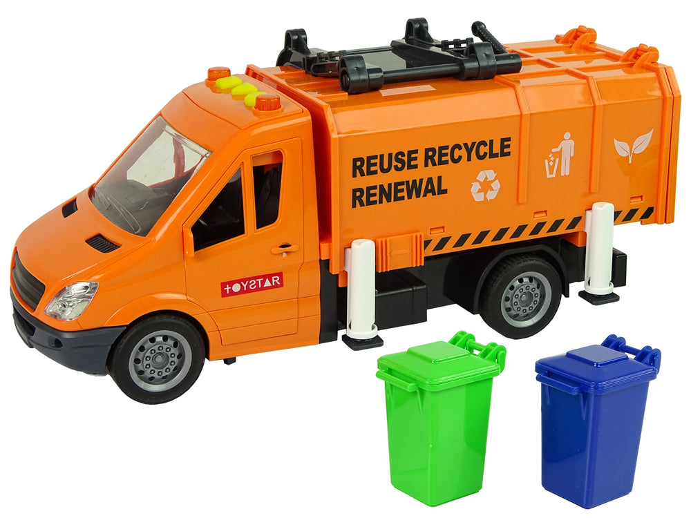 Rubbish Truck With Friction Drive Sound Effects Orange