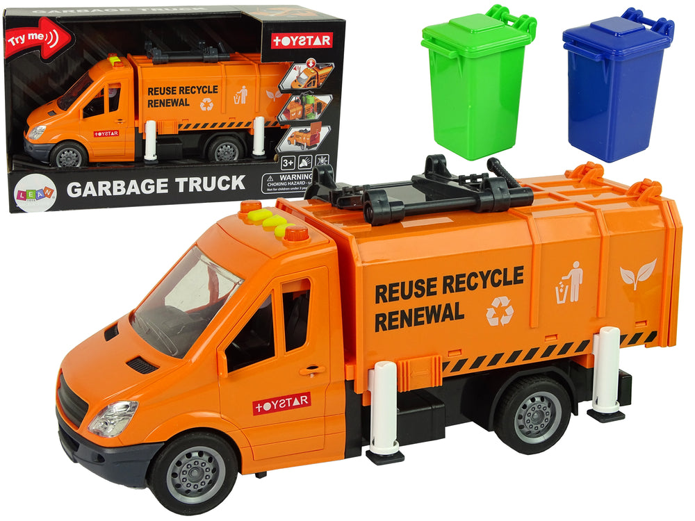 Rubbish Truck With Friction Drive Sound Effects Orange