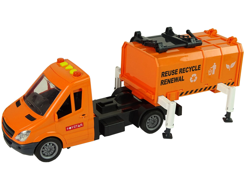 Rubbish Truck With Friction Drive Sound Effects Orange