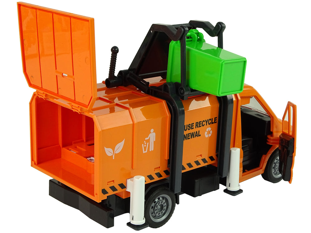 Rubbish Truck With Friction Drive Sound Effects Orange