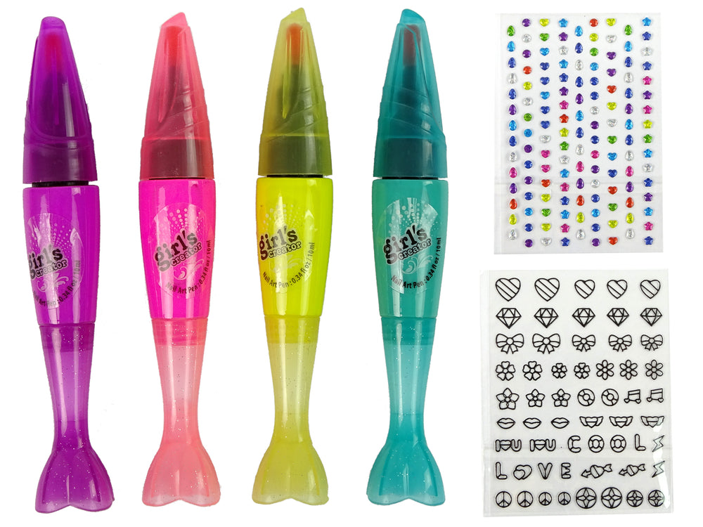 Nail Painting Set Nail Lacquers Pens Coloured Stickers