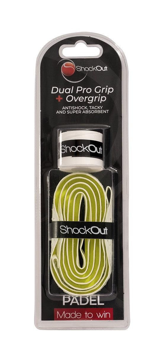 Dual Pro Grip + Overgrip Shockout Blanco/Amarillo ÚNICA