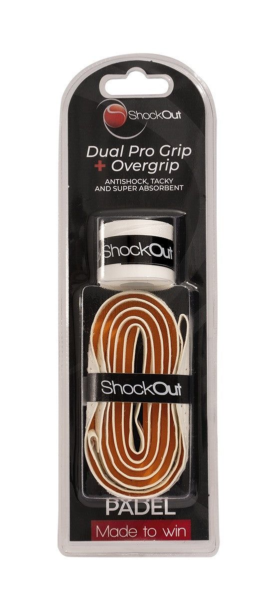 Dual Pro Grip + Overgrip Shockout Blanco/Naranja ÚNICA