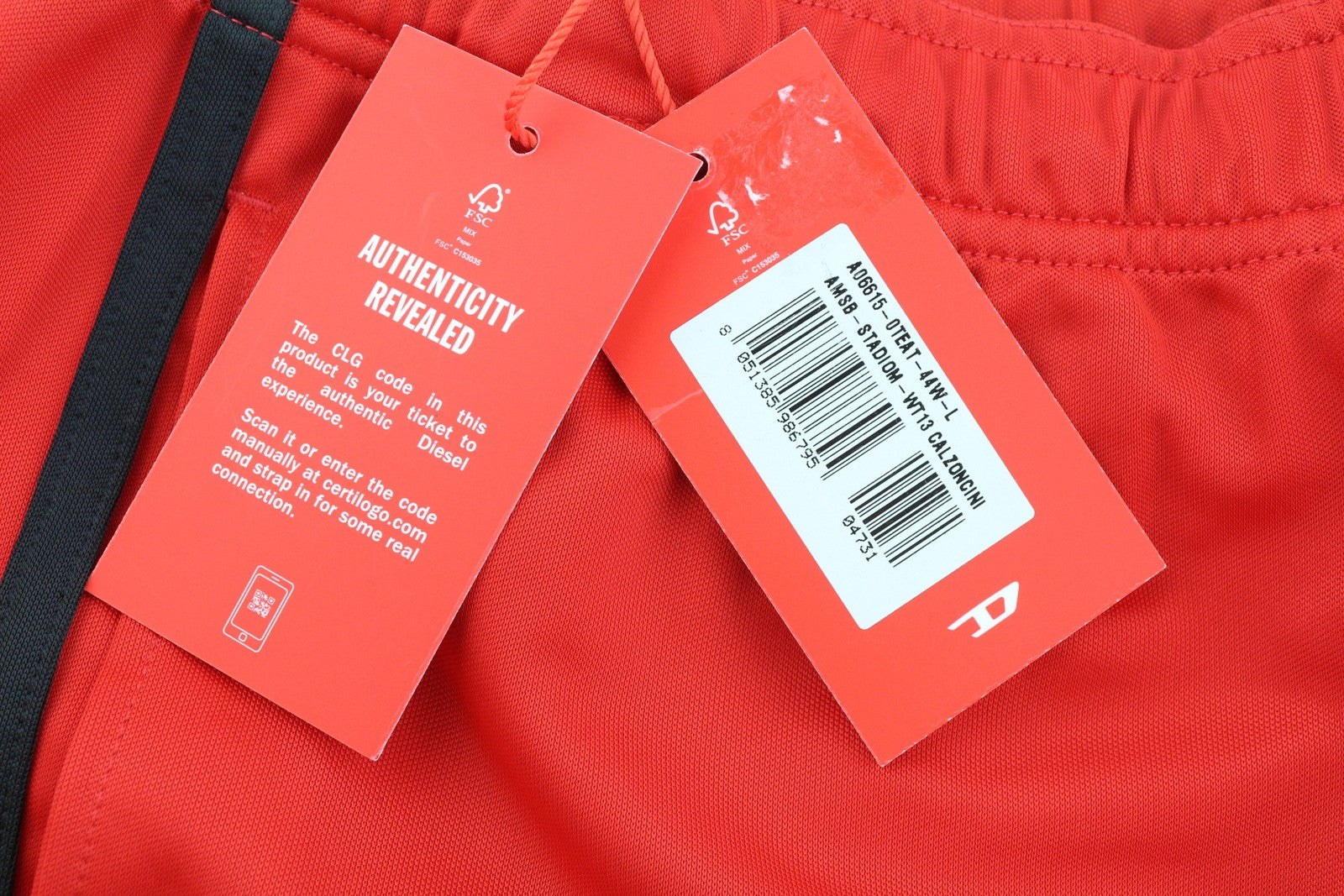 Diesel Amsb-stadiom-wt13 pánske šortky 55dsl Track šnúrka červená