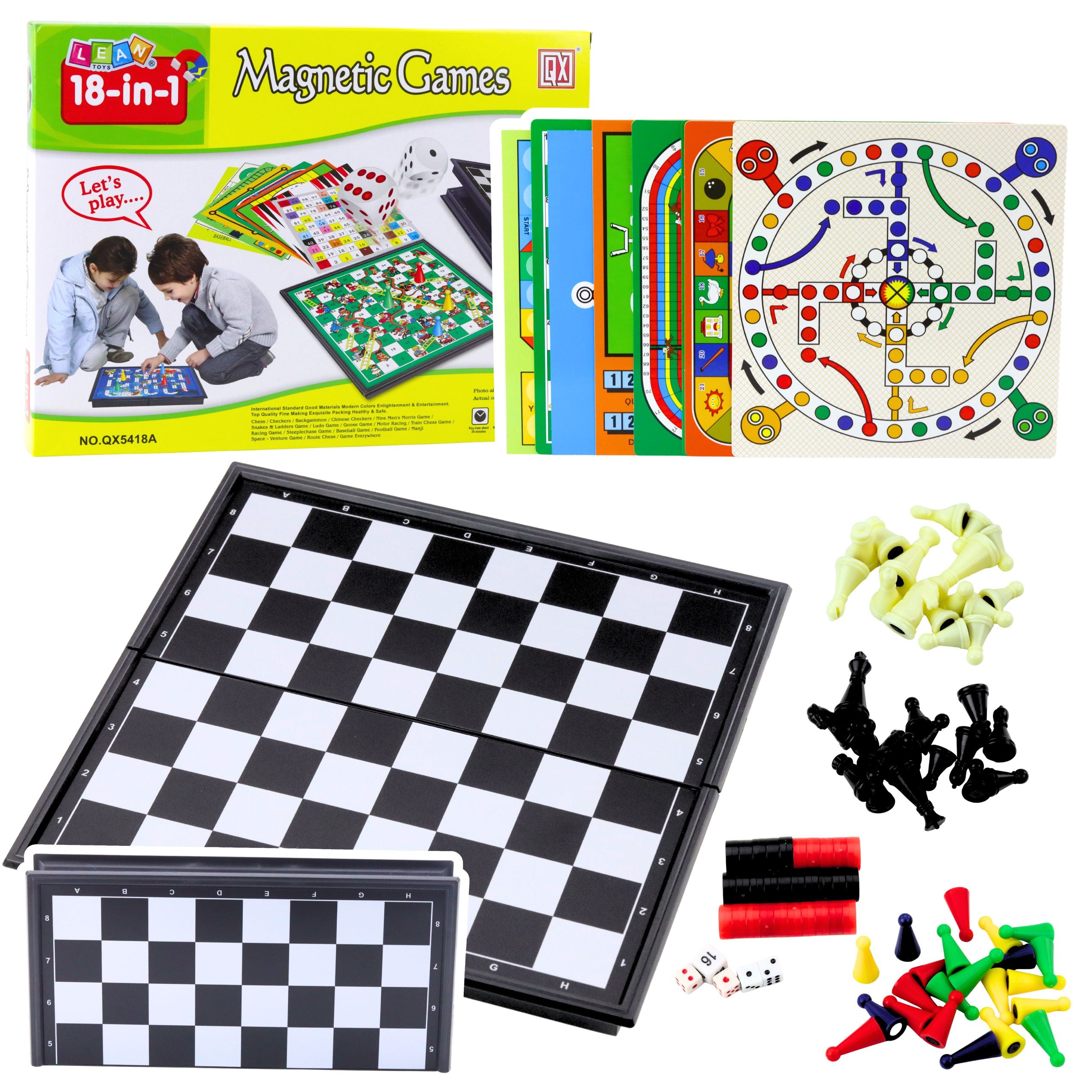 Familjespelset 18 i 1 schackmagnetiskt schackbräde