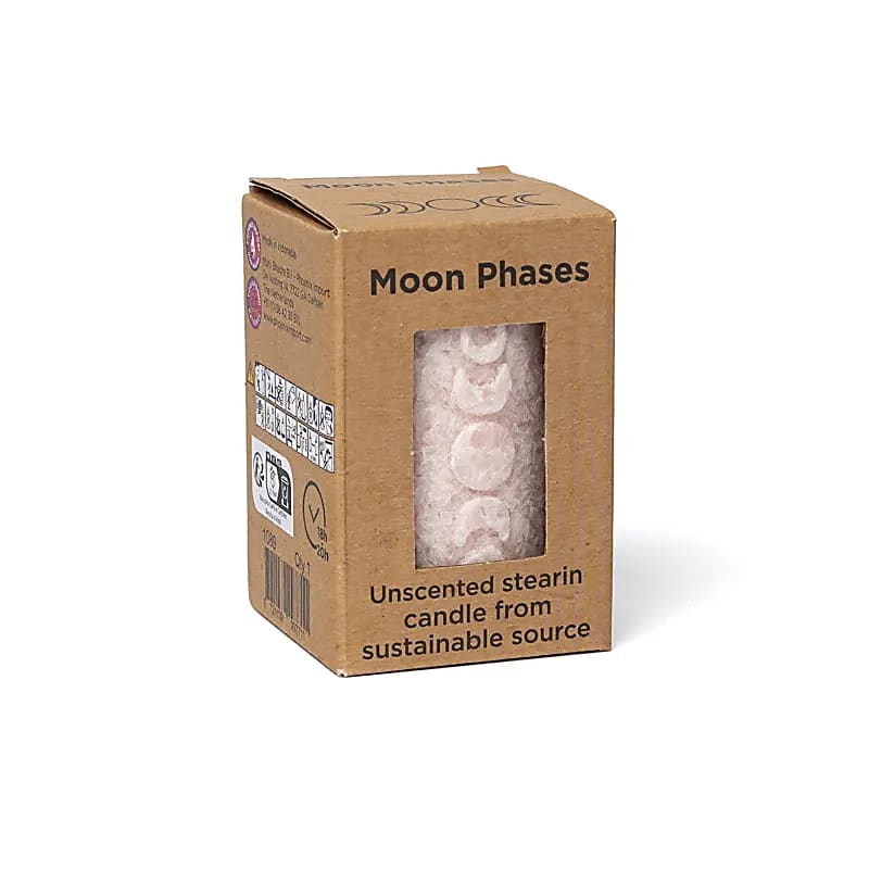 Embossed Votive Candle Moon Phases Stearin Soft Pink --set Of 2 Pcs - 8x5.5 Cm