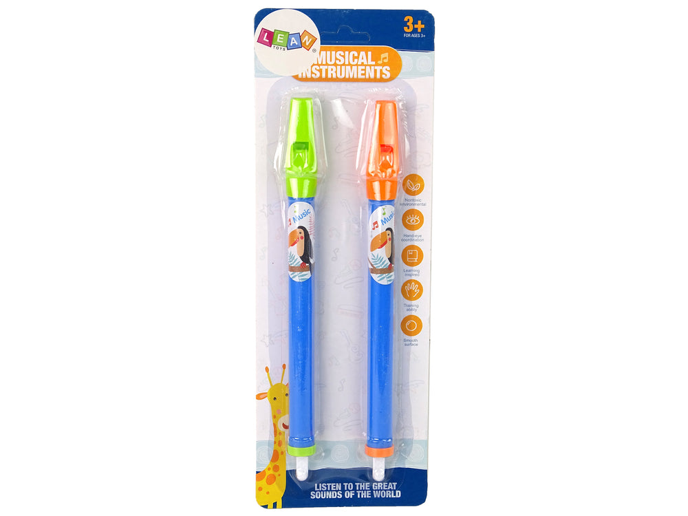 Set Of Two Flutes For Children Blue Animals