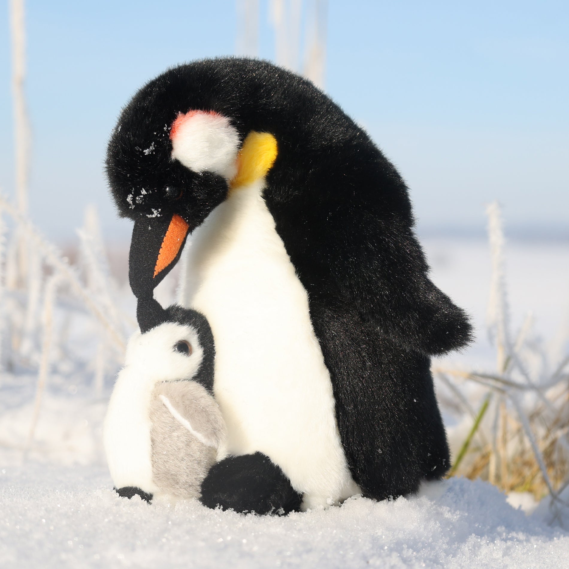 Pinguino Peluche Con Cucciolo 22 Cm Ecologico