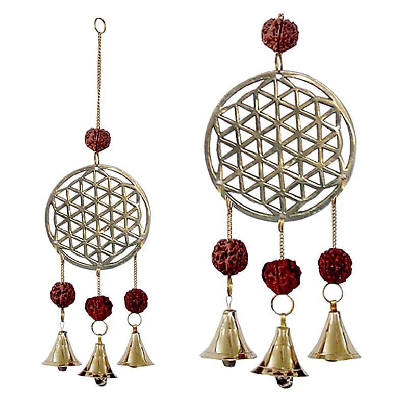 Szélcsengő életvirág Rudraksha gyöngyökkel -- 2 db-os készlet - 27 cm