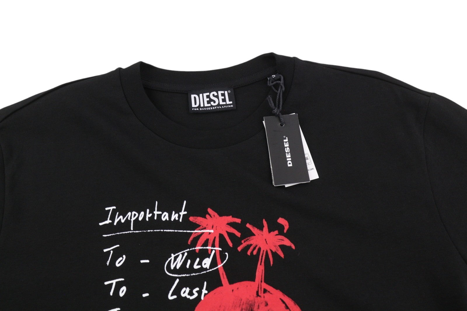 Diesel T-just-b61 T-shirt da uomo nera morbida elasticizzata girocollo maniche corte