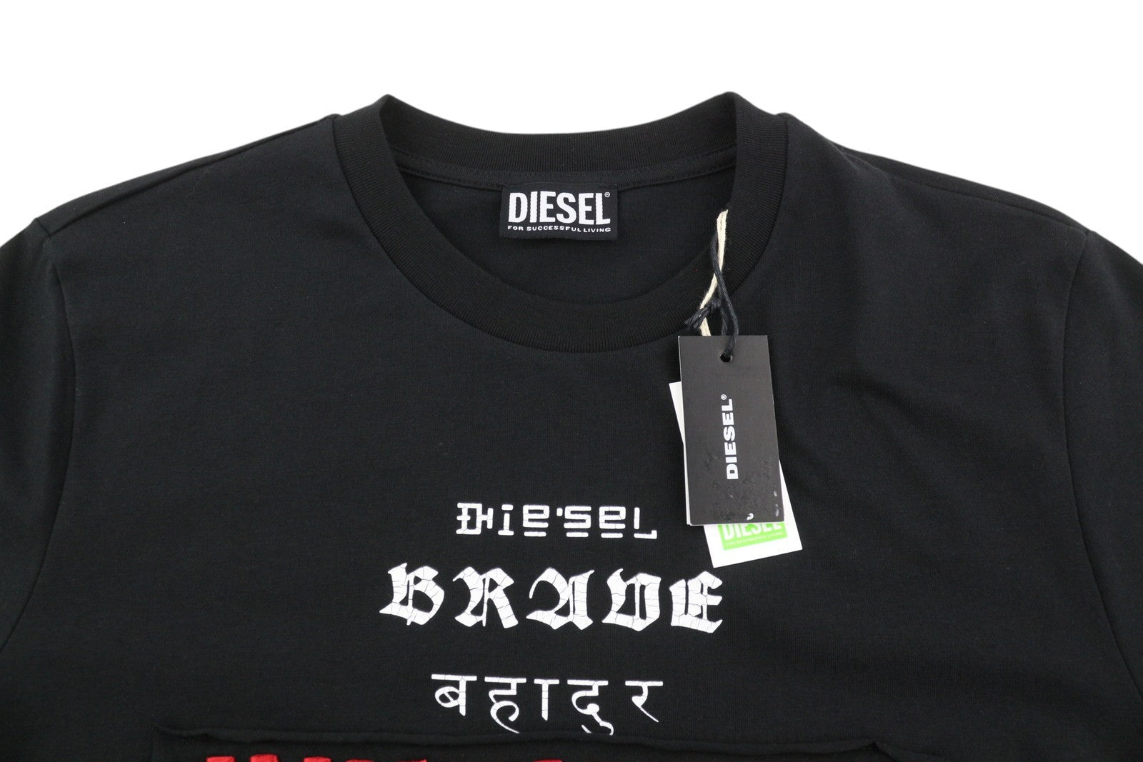 Diesel T-diegos-b6 Men's T-shirtblack Elastic Cotton Tricot Short Sleeved