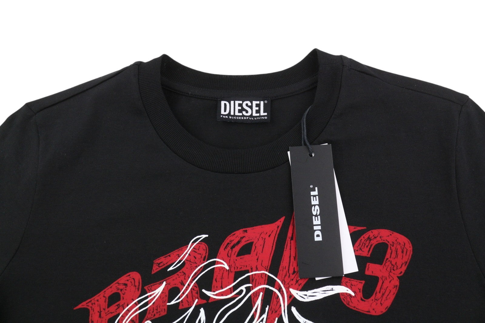 Pánské tričko Diesel T-sily-b2 černé Stretch Tricot Crew Collar
