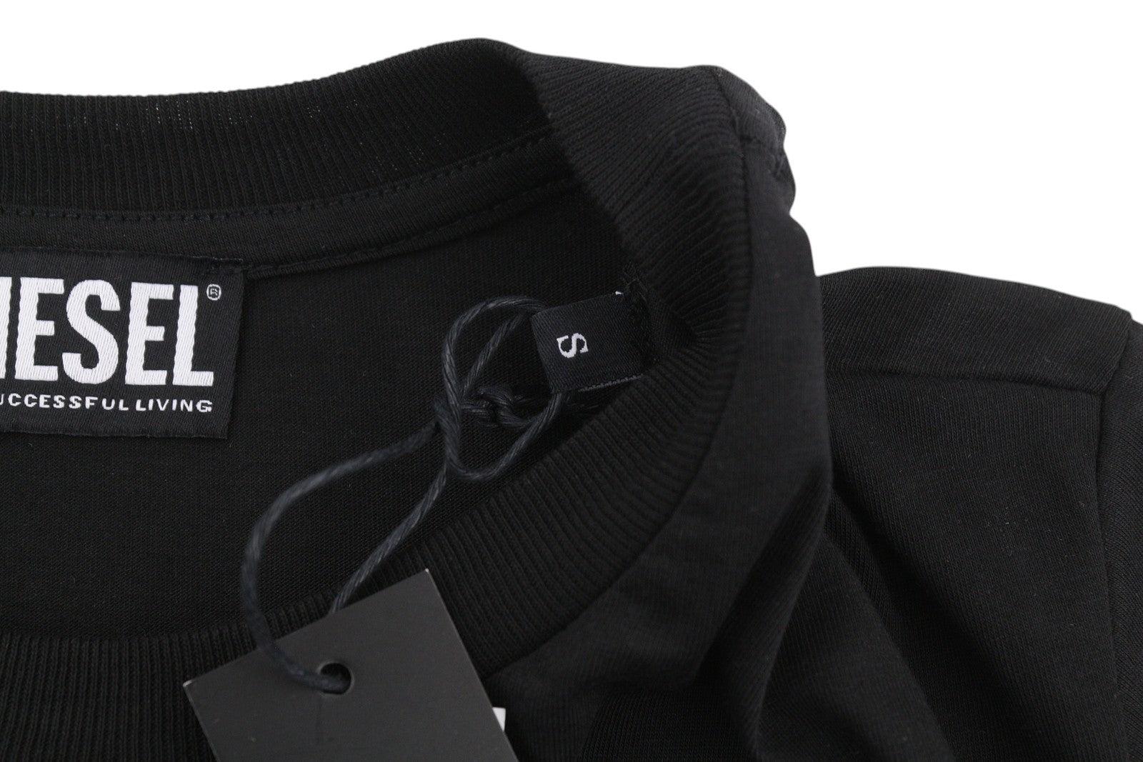 Pánské tričko Diesel T-sily-b2 černé Stretch Tricot Crew Collar