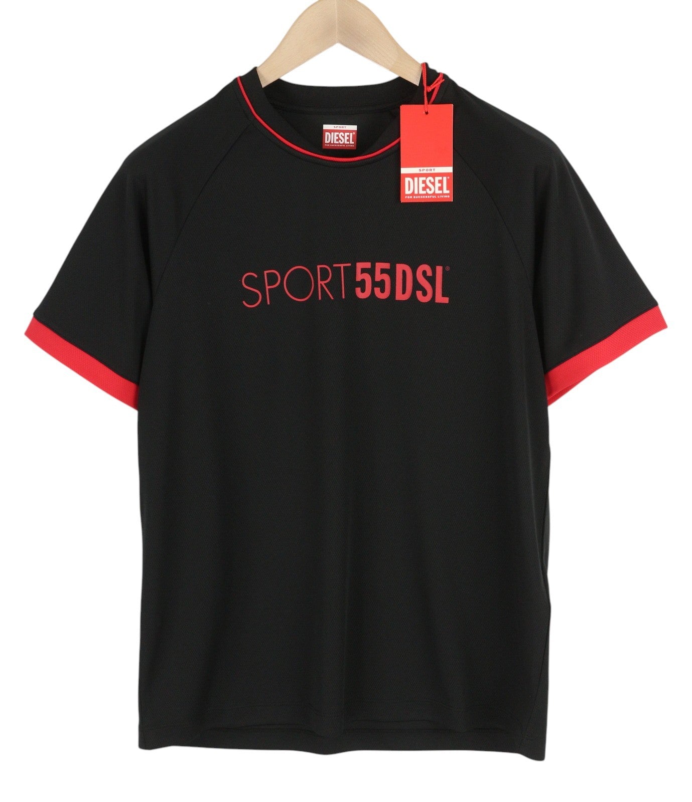 Diesel Amtee-crossoon-wt15men T-shirt Sort 55dsl Sport Jersey Kortærmet