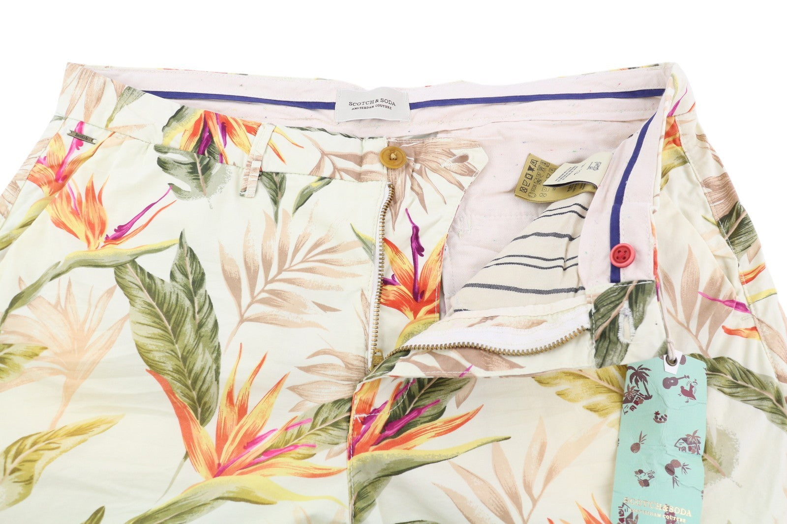 Pantaloncini da uomo Scotch & Soda con tasche casual con stampa a foglie colorate