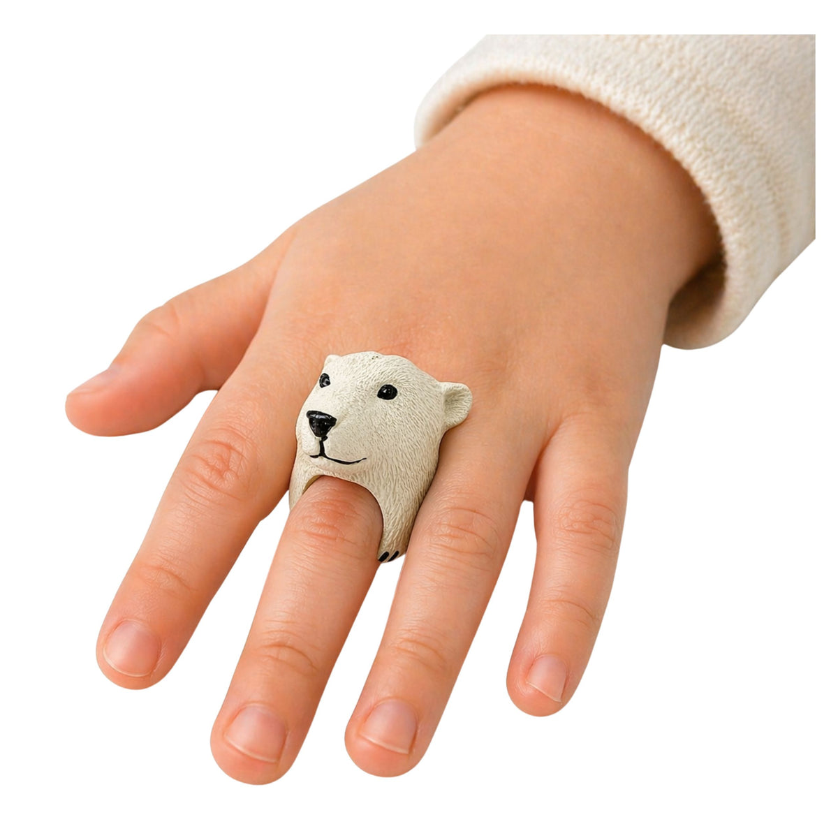 Hand Ring Educational Animals Bear White