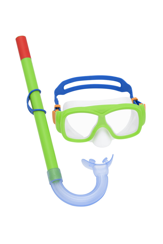 Set Buceo Máscara Snorkel Aletas Verde Bestway 25019