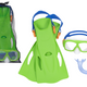 Set Buceo Máscara Snorkel Aletas Verde Bestway 25019