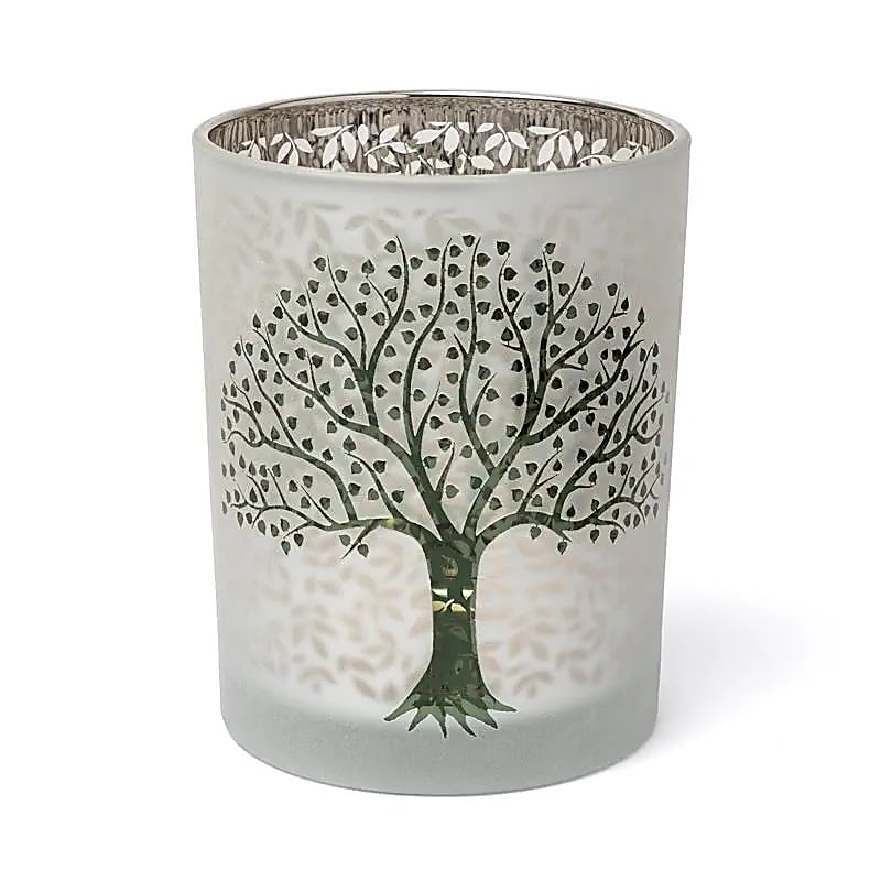 Lysestage Frosted/metallisk Tree Of Life -- 10x125 Cm Sæt med 2 stk - 10x12,5 Cm