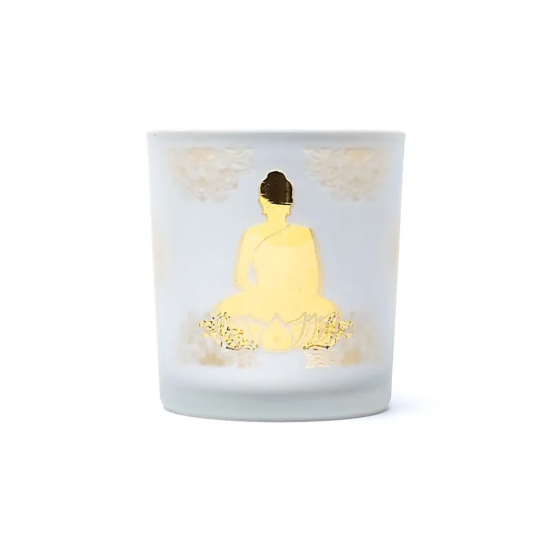 Portavelas Buda esmerilado/metálico - 73x8 cm, juego de 2 piezas - 7,3x8 cm, juego de 2 piezas