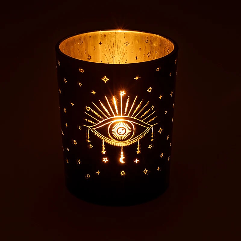 Gyertyafénytartó fémes Eye Of Providence -- 2 db-os készlet - 10x12,5 cm