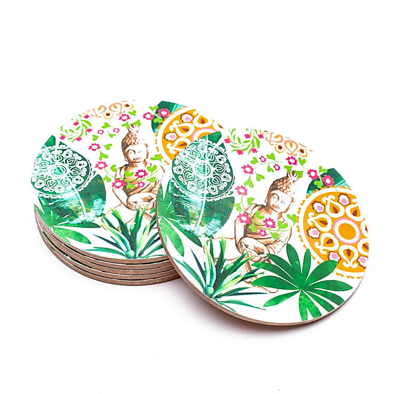 Coasters Buddha Paradise Sæt med 6 --152g Sæt med 4 stk - 152g