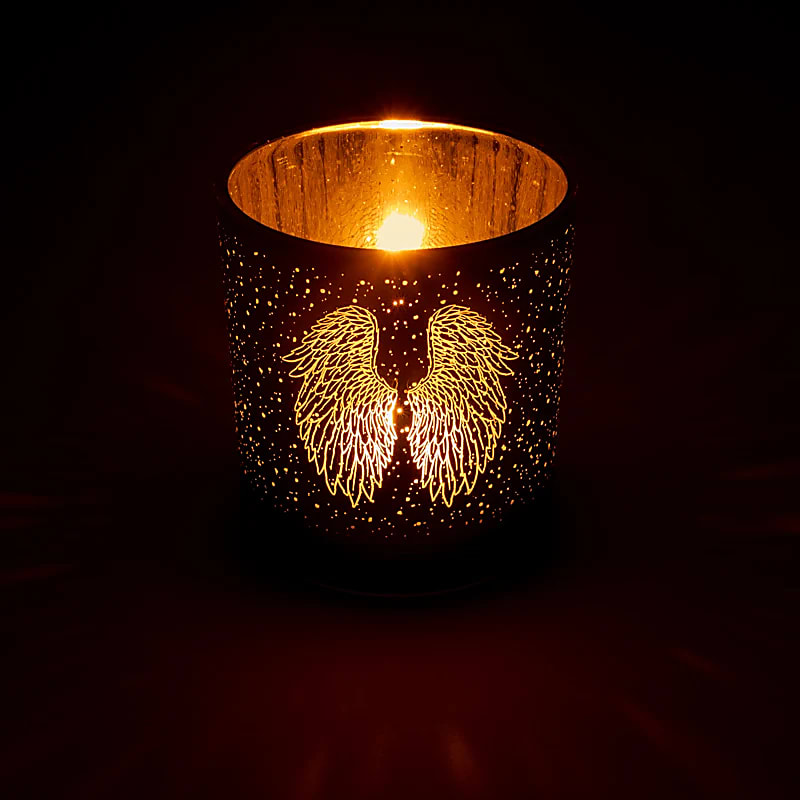 Sealbhóir Solas Candle Sciatháin Aingeal Miotalacha - 7.3x8 Cm Set Of 2 Pcs
