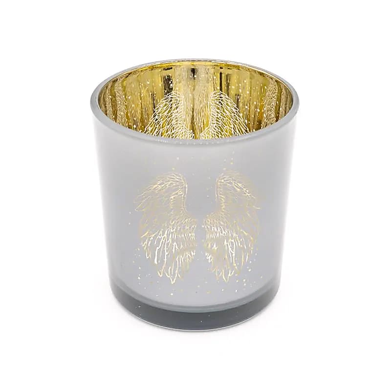 Sealbhóir Solas Candle Sciatháin Aingeal Miotalacha - 7.3x8 Cm Set Of 2 Pcs