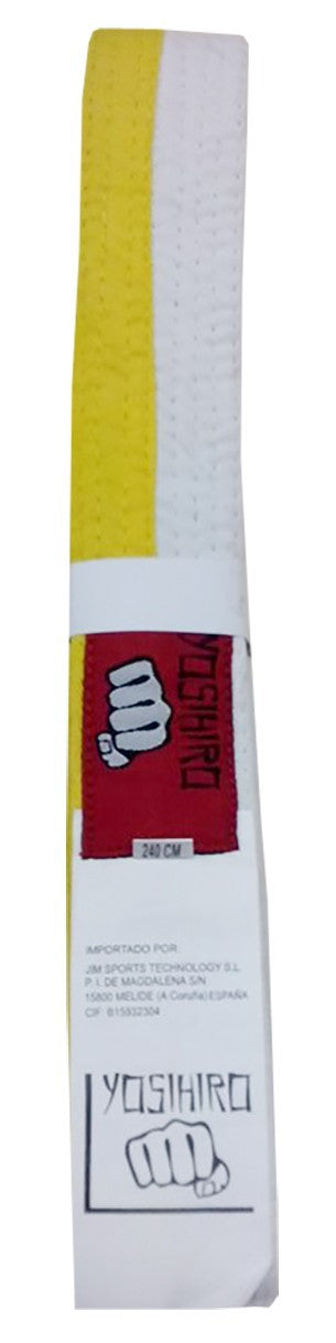 Pás Karate/judo Yosihiro 100% Bavlna Blanco/Amarillo JUNIOR