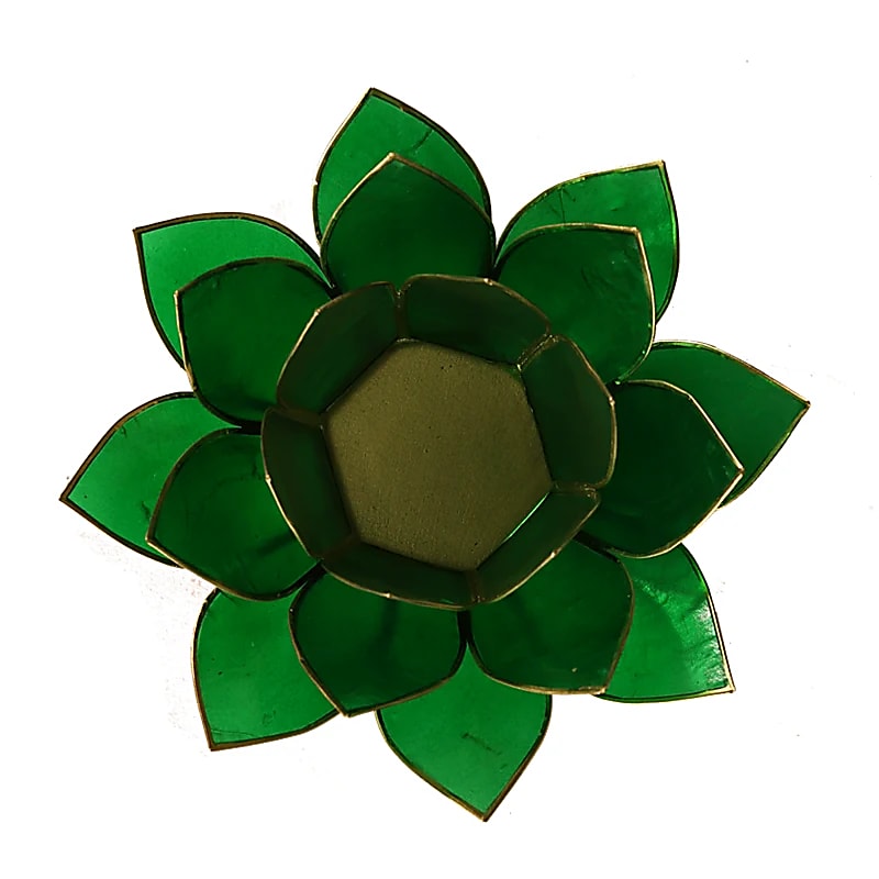 Lotus Atmospheric Light 4th Chakra Green Gold Trim - 13,5 cm