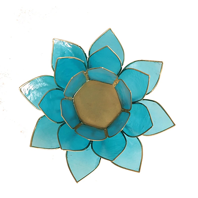 Lotus Atmospheric Light Chakra 5 Blue Gold Trim - 13,5 cm